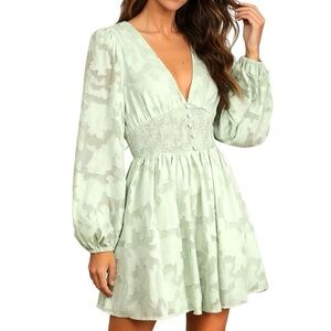 Lulu's Light Green Long Sleeve Dress